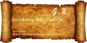 Goldberg Mátyás névjegykártya